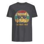 Retro I do What I Want cat Funny cat Lover T-Shirt Small in Charcoal - back view