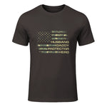 Husband Daddy Protector Hero Fathers Day Camo American Flag in Dark Chocolate - front view