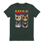 Funny Cat Hiss Rock and Roll For Cat Lover, Cat Dad, Cat mom T-Shirt in Forest Green - back view