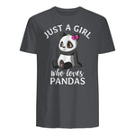 Cute Panda Kawaii Just A Girl Who Loves Pandas Girls in Charcoal - back view