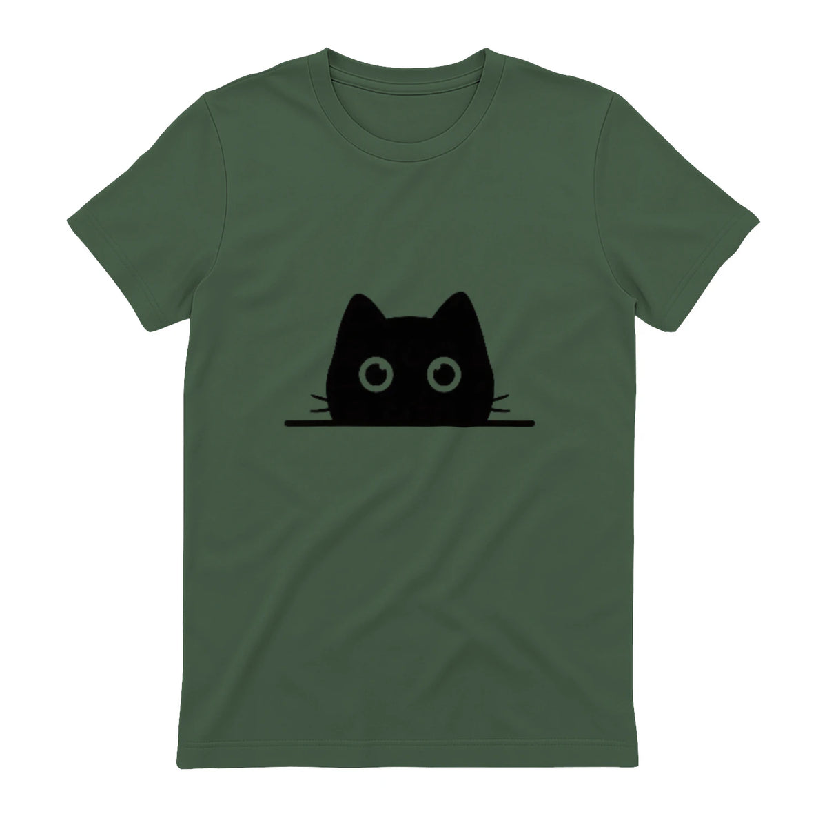 Chemise avec motif de chat dans une poche pour enfants, femmes, hommes, amoureux des chats in Military Green - back view