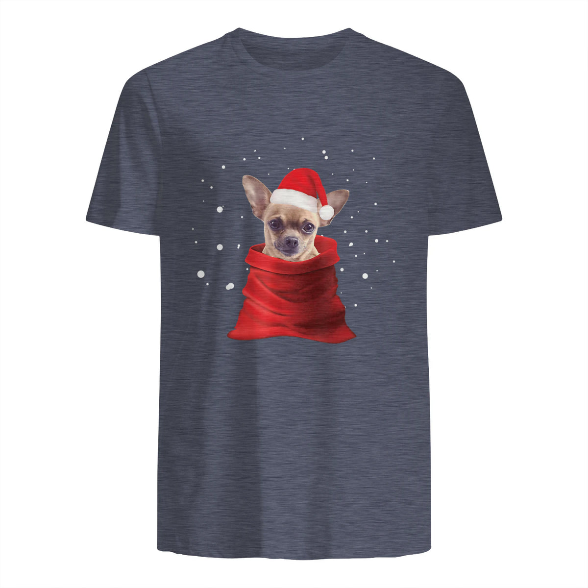 Chihuahua Motif de Noël - Mignon Mignon Xmas Neige Chiwawa in Heather Navy - back view