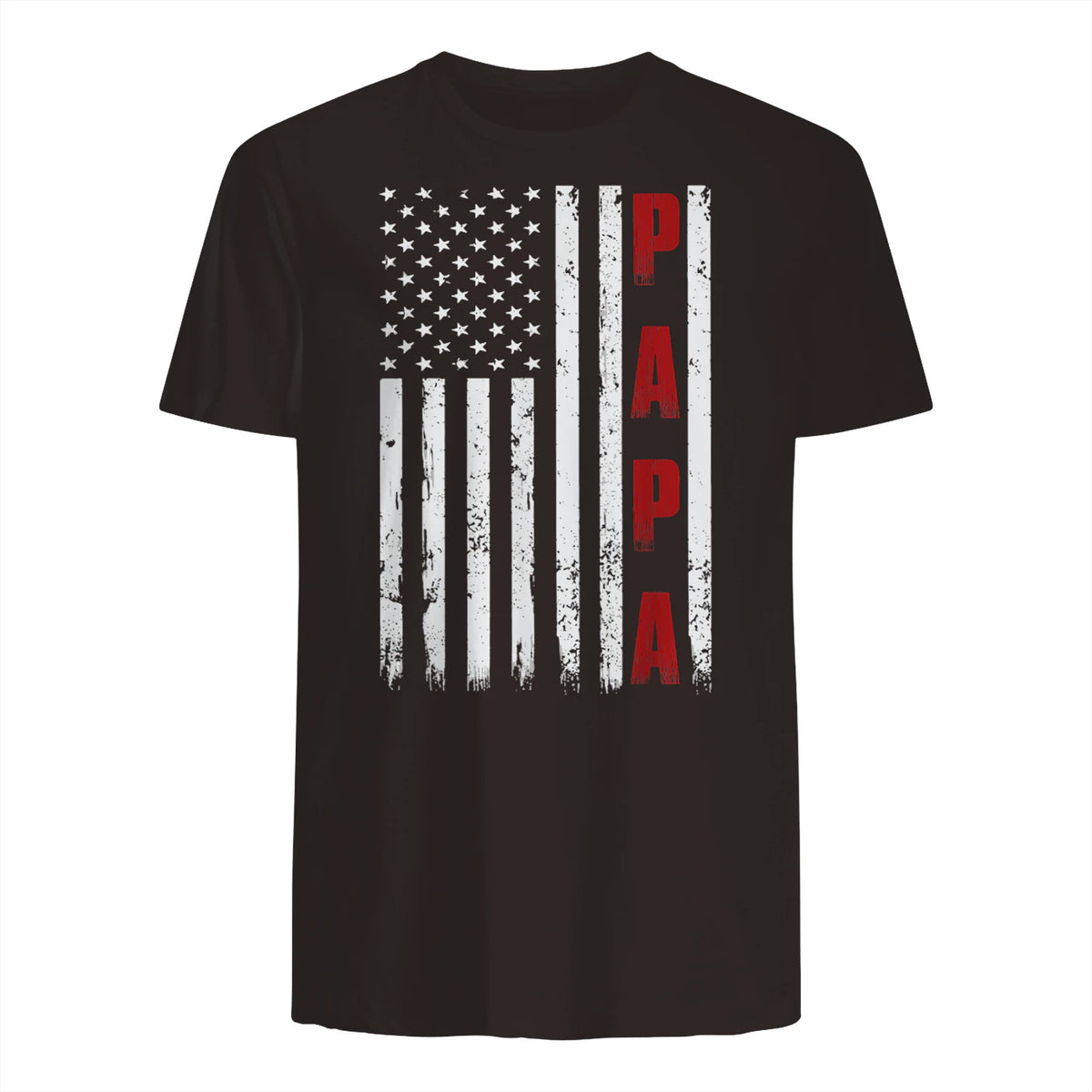 Proud Papa Flag Funny Father's Day from Grandchildren T-Shirt in Dark Chocolate - back view