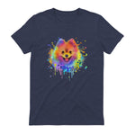 Colorful Splash Art Poméranie Portrait Pom Puppy Owner in Heather Navy - back view