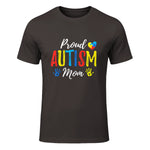 Proud Mom Autism Awareness Family Matching Shirt in Dark Chocolate - front view