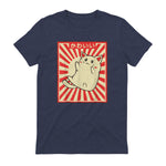 Vintage Japanese Cat Kawaii Cat Lover Meowing Tshirt in Heather Navy - back view