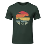 Pack A Punch Women's Retro Cat Graphic T-Shirt - Black, Short Sleev in Forest Green - front view