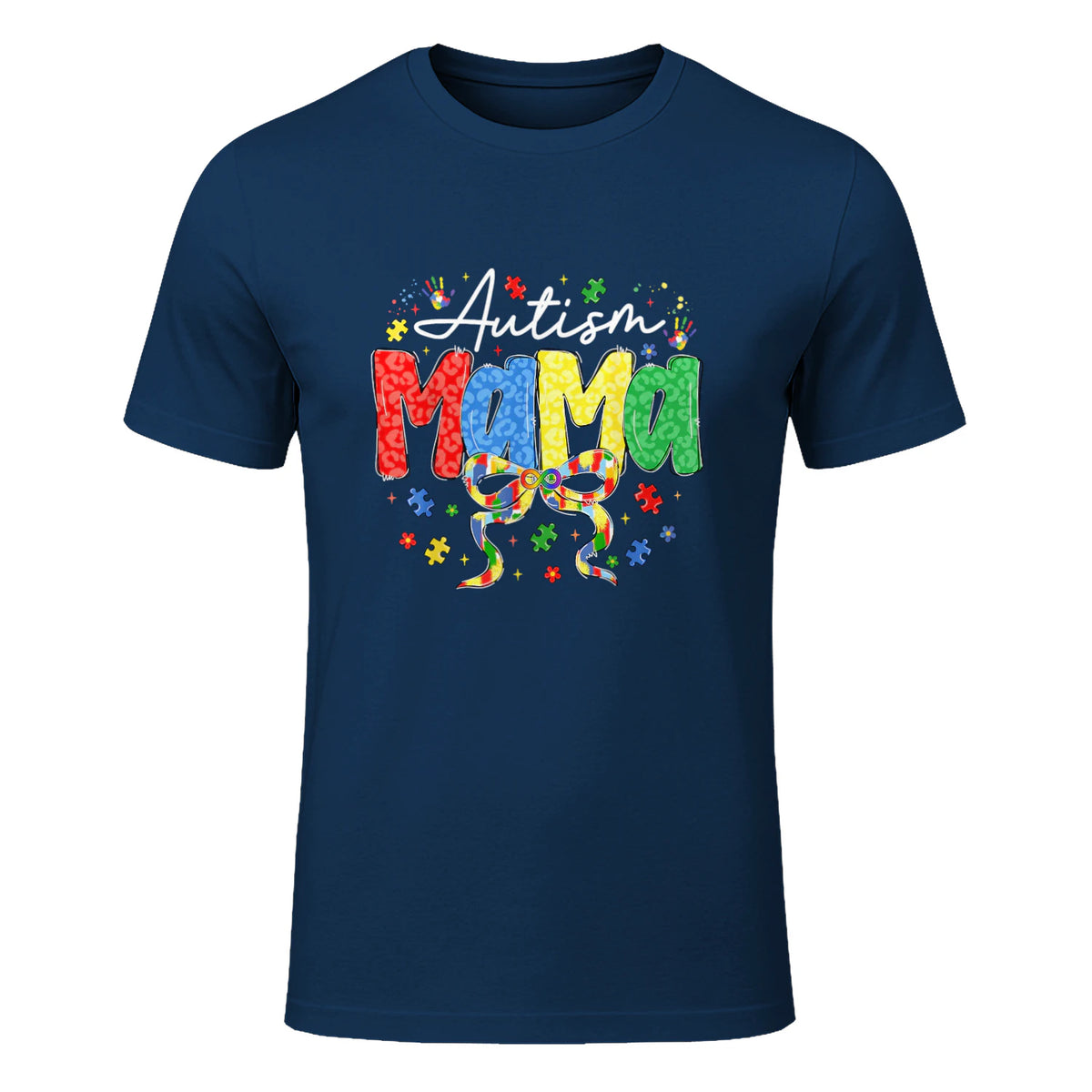 Proud Autism Mama Mom Awareness Gifts for Moms in Navy - front view