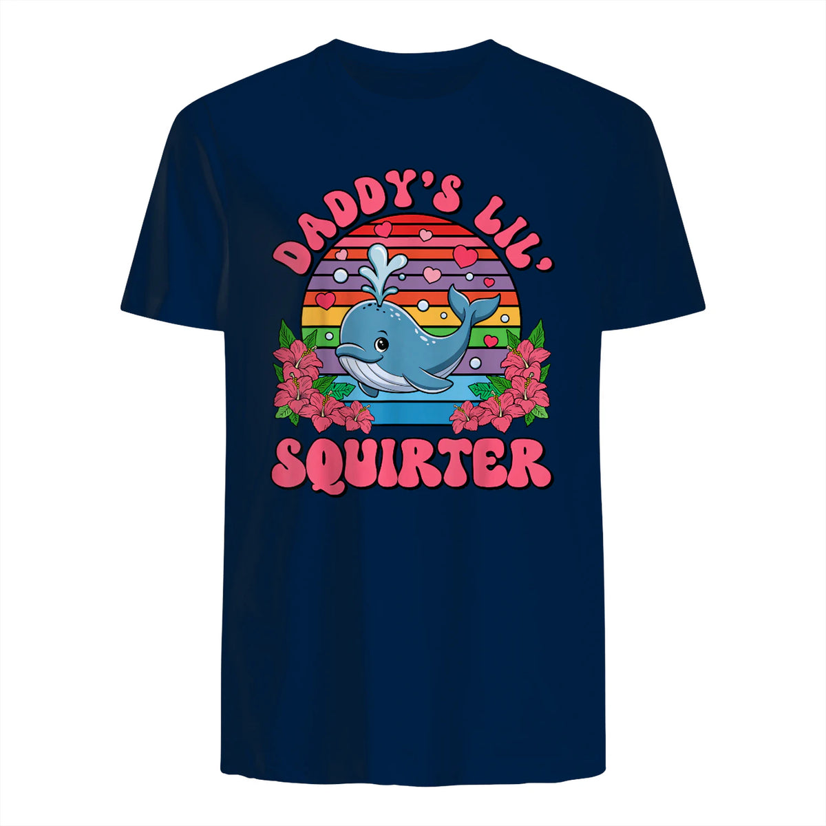 Daddy's Lil Squirter Joke T-Shirt in Navy - back view