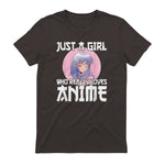 Manga & Anime Outfits for Women & Girls Anime Girl Merch Otaku Gift Just A Girl Who Loves Anime in Dark Chocolate - back view