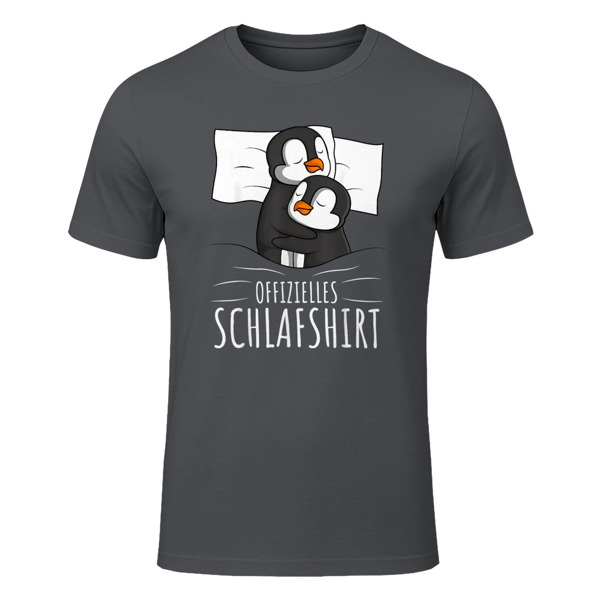 Offizielles Schlafshirt Pinguin Schlafanzug Penguin Kurzarm in Charcoal - front view