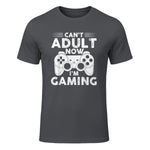 I Can't Adult Now I'm Gaming Gamer Console T-Shirt in Charcoal - front view