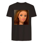 Funny Doll Face Meme Expression Hilarious Sarcastic in Dark Chocolate - back view