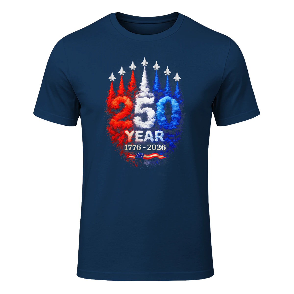 American Patriotic Fourth of July Anniversary T-Shirt in Navy - front view