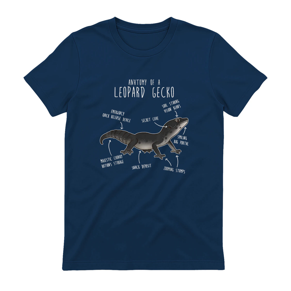 Black Night Leopard Gecko Lézard Reptile Anatomie drôle animal de compagnie in Navy - back view