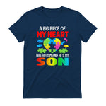 A Big Piece of My Heart Has Autism and He's My Son in Navy - back view
