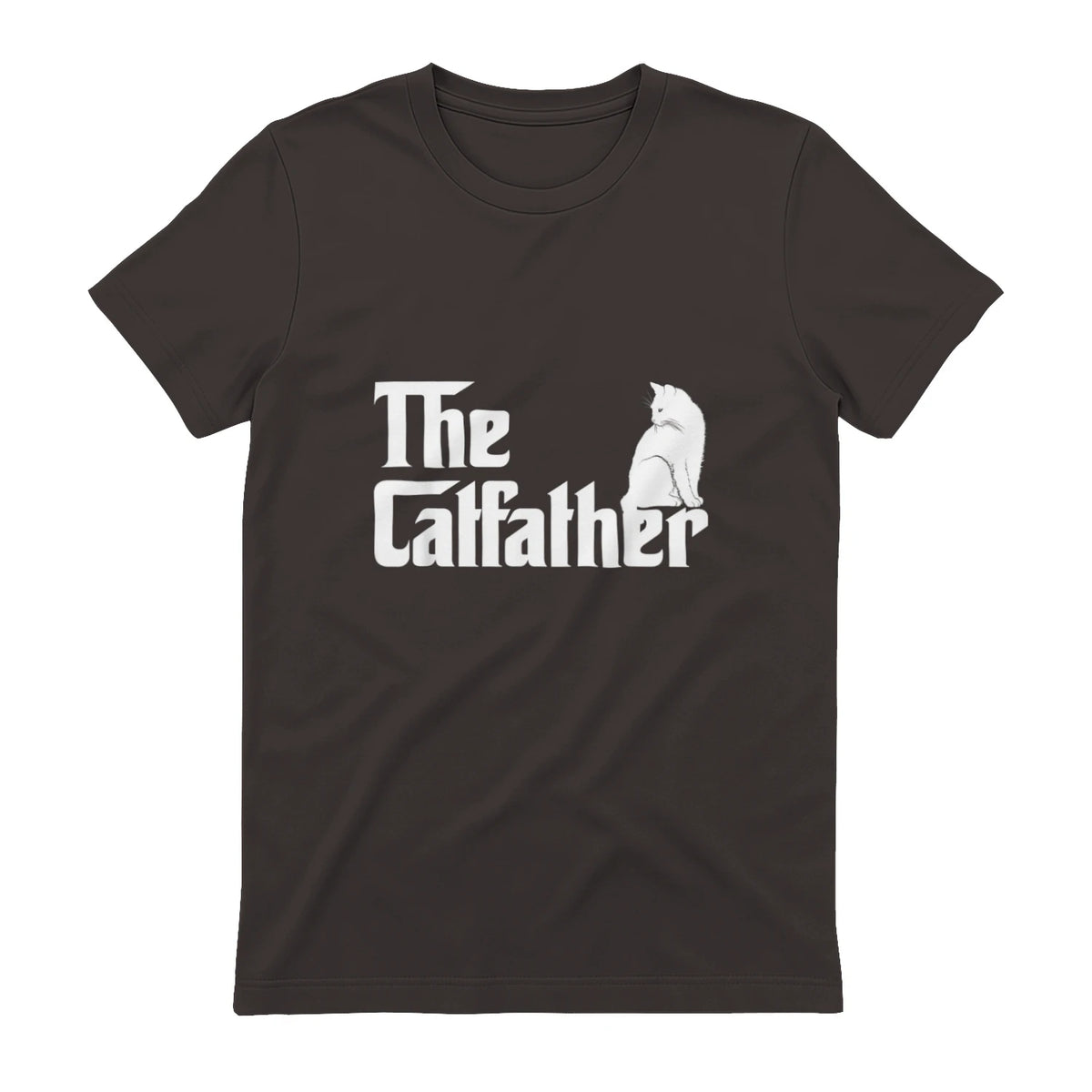The Catfather Funny Cat Parody Fathers Day Gift Cat Father T-Shirt in Dark Chocolate - back view
