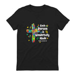 Each Person Is Wonderfully Made Christian Autism Bible Verse in Black - back view