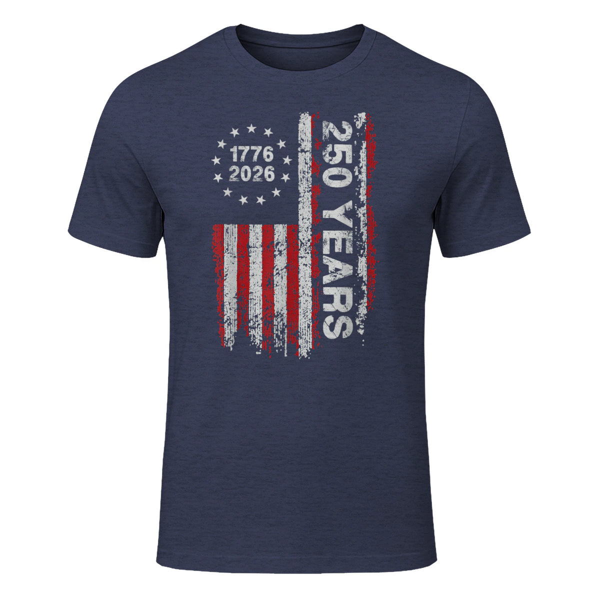 American Independence Freedom Anniversary T-Shirt in Heather Navy - front view