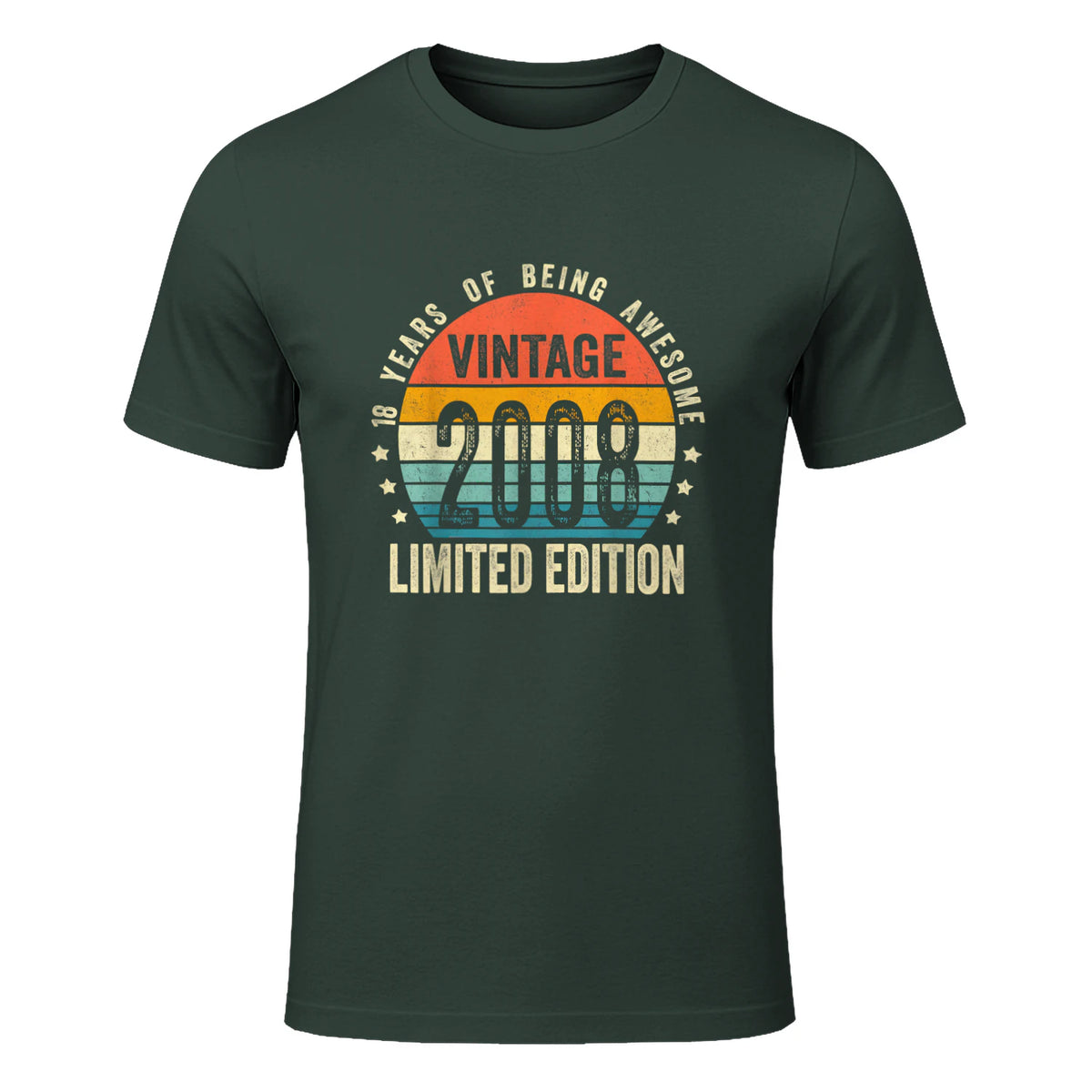 Vintage Eighteenth Birthday T-Shirt in Forest Green - front view