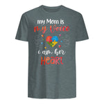 Autism Mom Support ASD T-Shirt in Dark Heather - back view