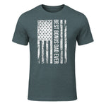 Step Dad Best Bonus Dad Ever For Stepdad American Flag in Dark Heather - front view