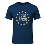 American Flag Front and Back Anniversary T-Shirt in Navy - front view