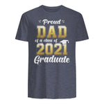 Proud Dad of a Graduate Senior Gift T-Shirt in Heather Navy - back view