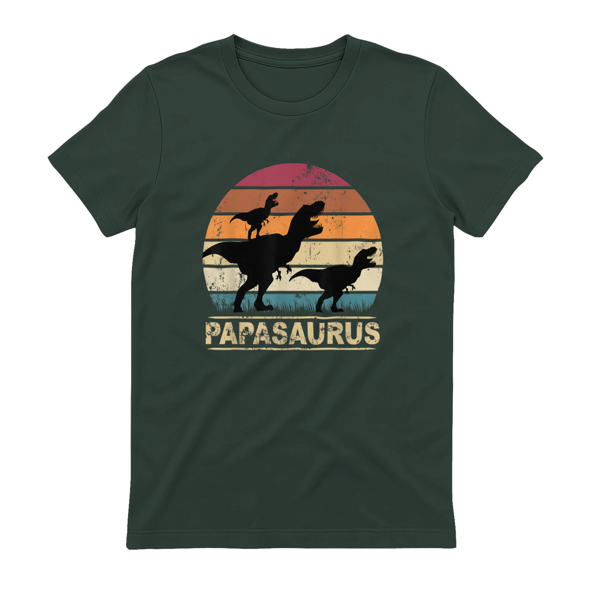 Papasaurus Dinosaurier Papa Tyrannosaurus Dino Doppelpack in Forest Green - back view