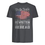 US Flag Constitution of The USA Needs to Be Reread T-Shirt in Charcoal - back view