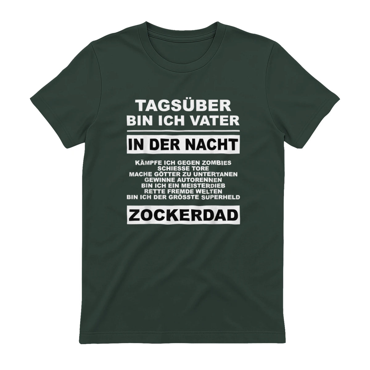 Zockerdad PC Spiele Gaming Zocken Konsole T-Shirt in Forest Green - back view
