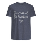 French Bulldog Owner Gift I Was Normal Two Frenchies Ago in Heather Navy - back view