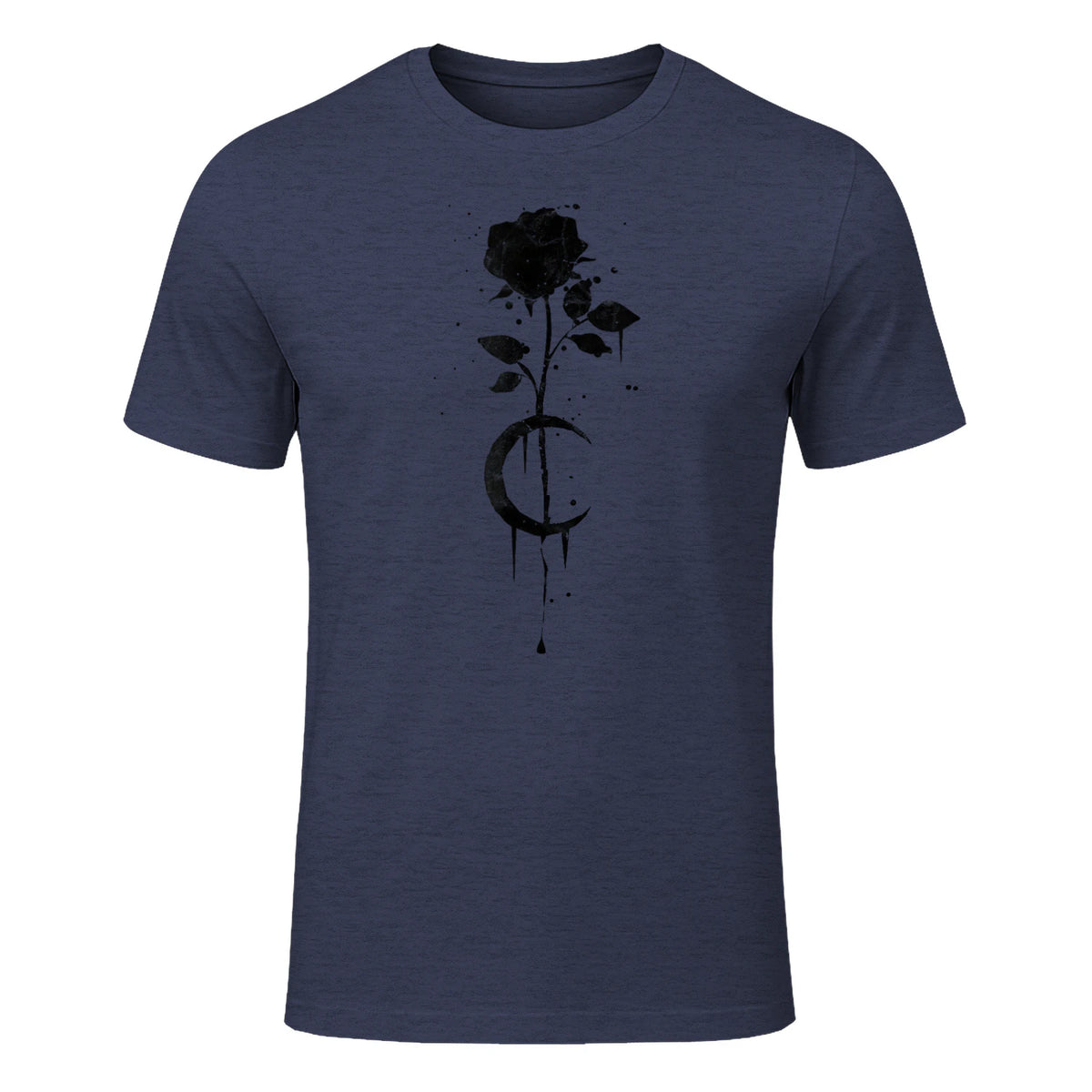 Occult Vintage Moon Rose Witchcraft Okkult Hexe Gothic in Heather Navy - front view