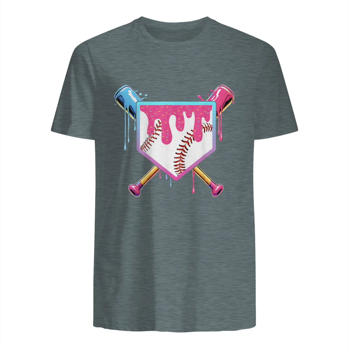 Baseball Drip Youth T-Shirt in Dark Heather - back view