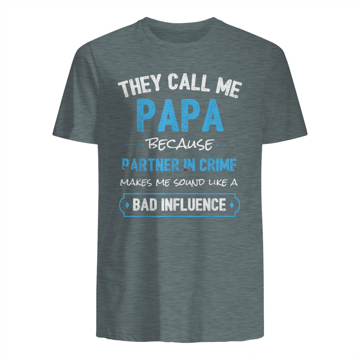 Funny Grandpa Papa Partner in Crime Dad in Dark Heather - back view