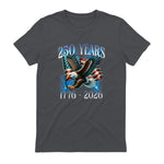 Eagle and Flag Anniversary Birthday T-Shirt in Charcoal - back view