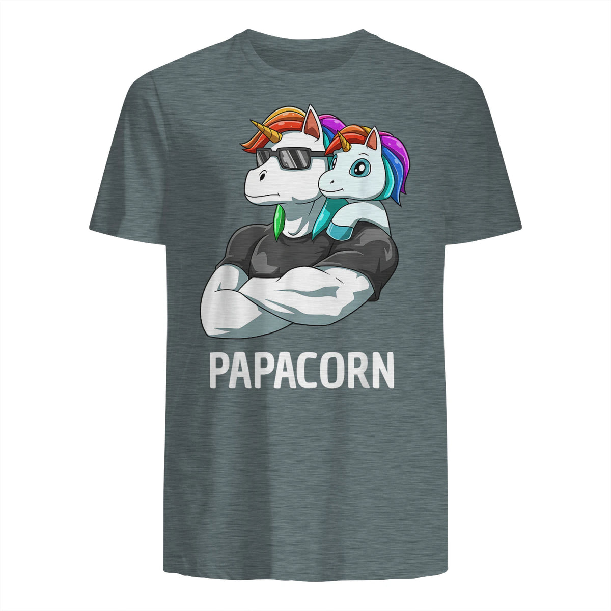 Papacorn Vater Tochter Einhörner in Dark Heather - back view