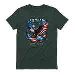 Patriotic Eagle and Flag Anniversary T-Shirt in Forest Green - back view