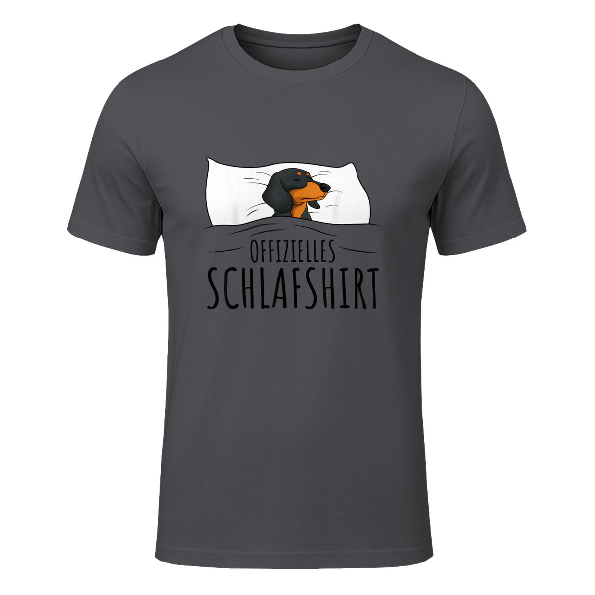 Offizielles Schlafshirt Schlafanzug Dackel Hund Geschenkidee in Charcoal - front view