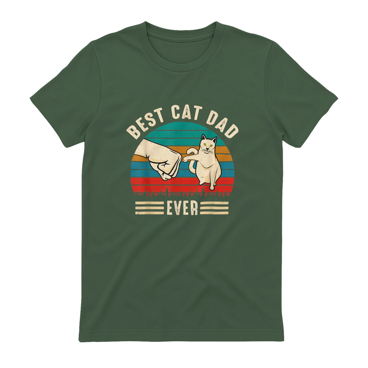 Best Cat Dad Ever - Meilleur chat papa jamais chat in Military Green - back view