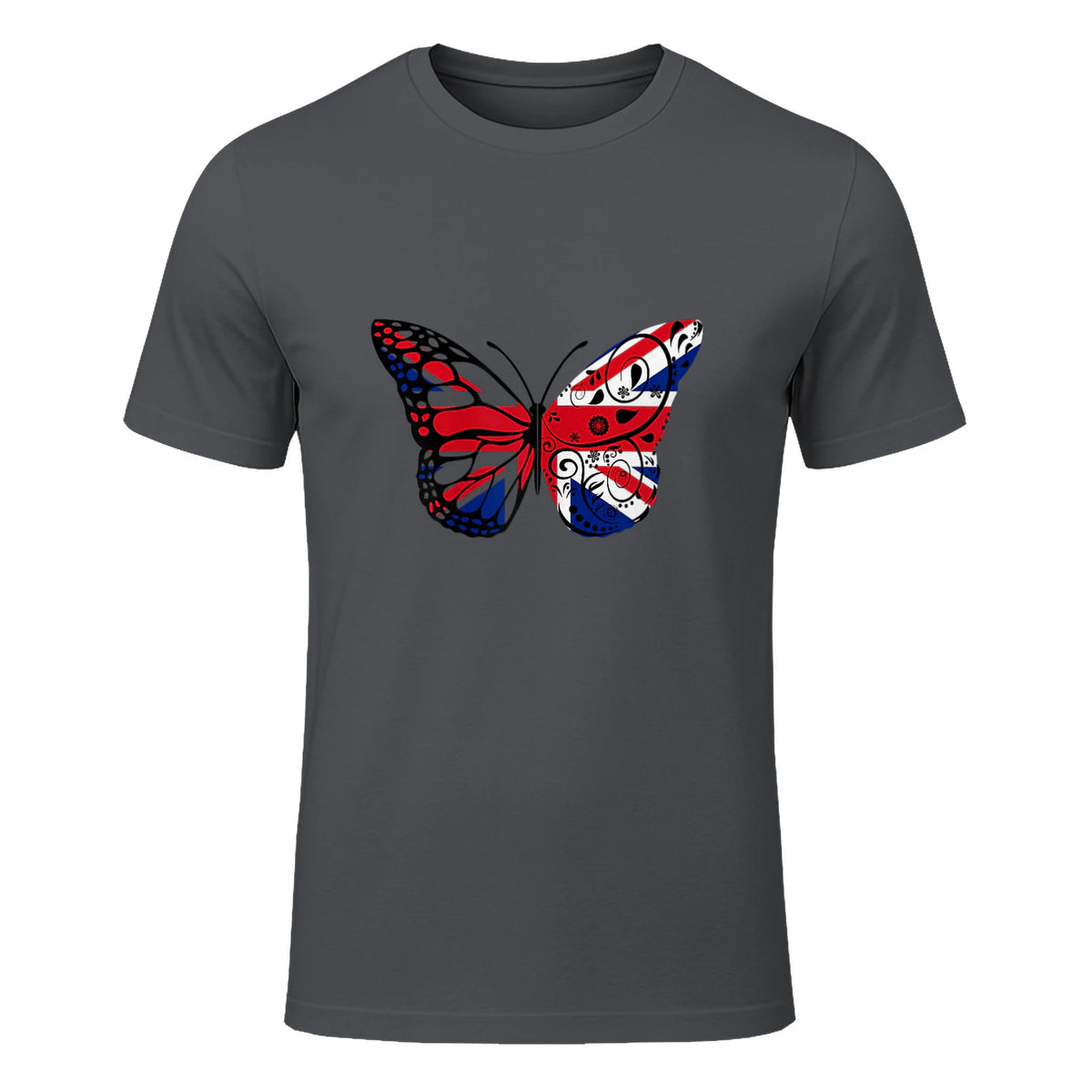 Union Jack Butterfly Butterflies Flag Wings British UK Flag in Charcoal - front view