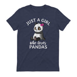 Cute Panda Kawaii Just A Girl Who Loves Pandas Girls in Heather Navy - back view