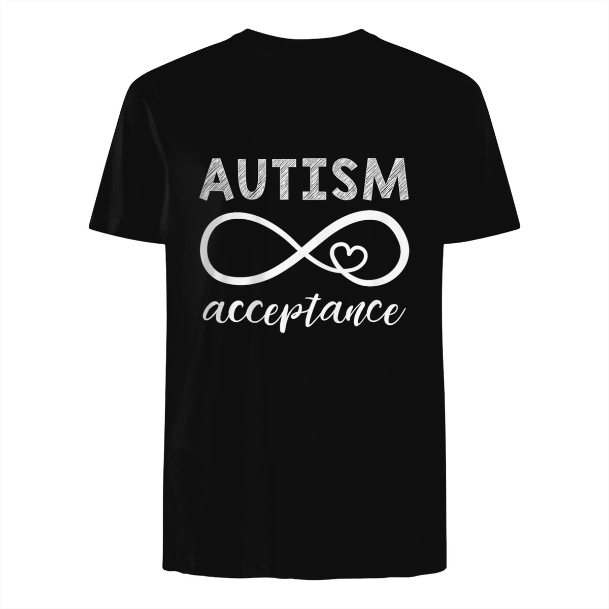 Red Instead Autism Acceptance T-Shirt in Black - back view