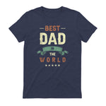 Best Dad in the World, Retro Vintage Look T-Shirt in Heather Navy - back view