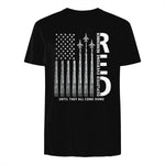 Remember Everyone Deployed RED Friday Military American Flag T-Shirt in Black - back view