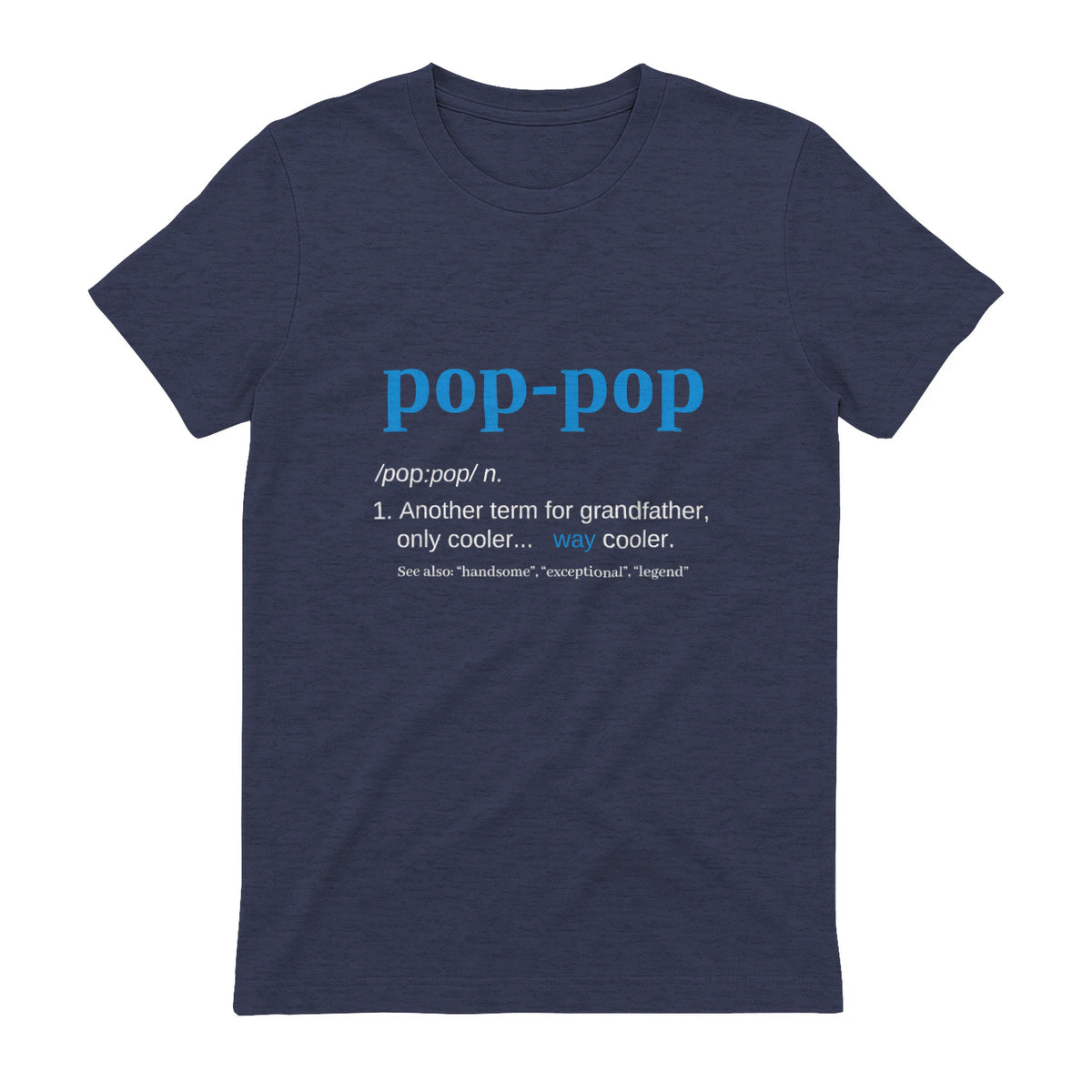 Pop Pop Gifts Grandpa Fathers Day in Heather Navy - back view
