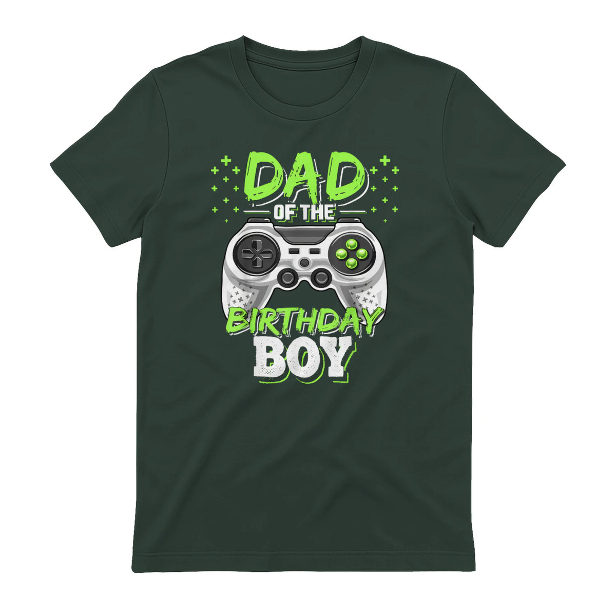Dad of The Birthday Boy Matching Video Gamer Birthday Party in Forest Green - back view