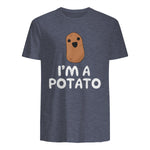I'm A Potato - Funny Potato Shirt, Vegetable Food Gag Gift in Heather Navy - back view