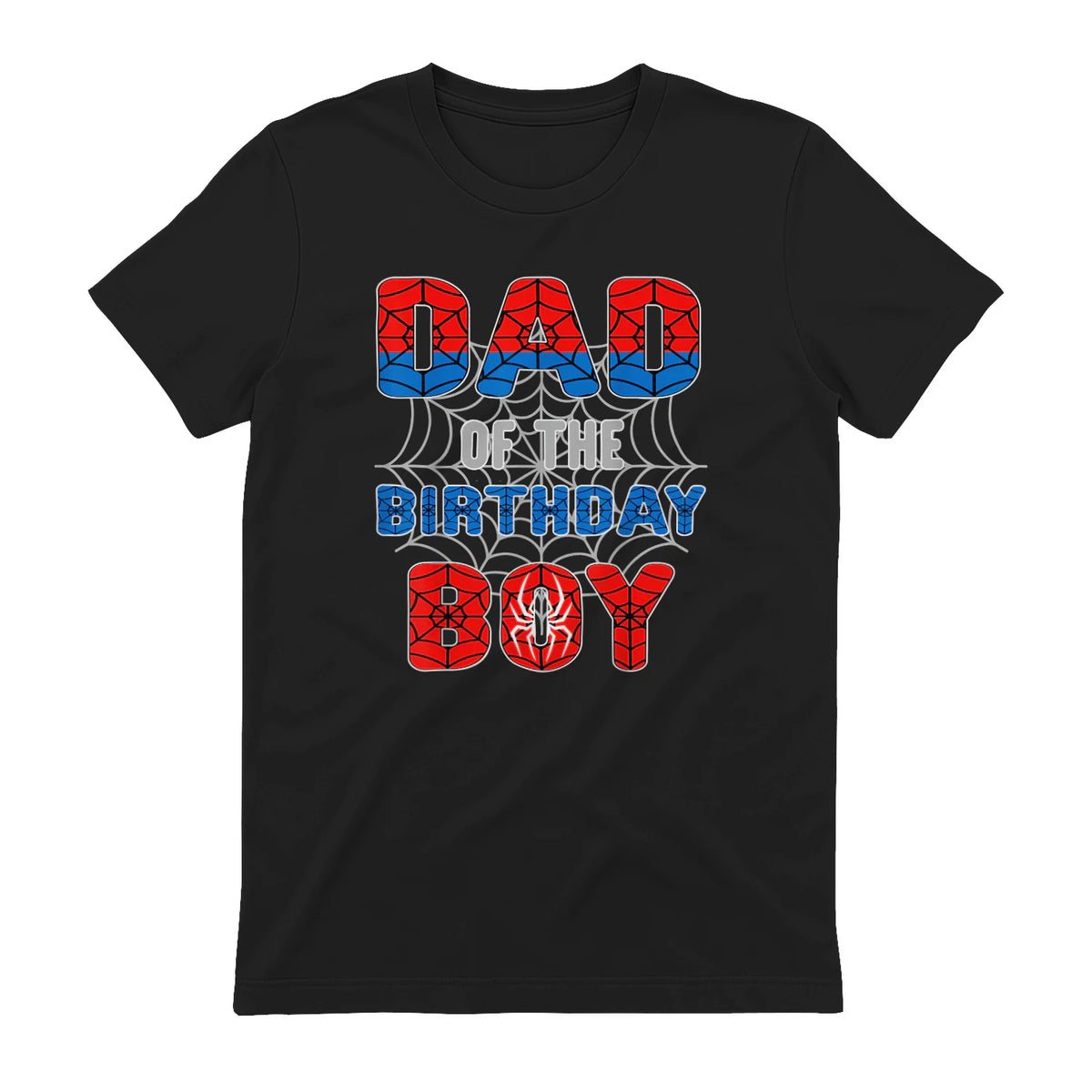 Birthday Boy Dad Spider Web T-Shirt in Black - back view