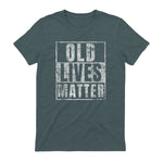 Old Lives Matter Funny Birthday Party Gag Gift for Dad in Dark Heather - back view